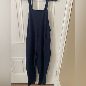 Quince Navy Maternity Jumpsuit with Pockets